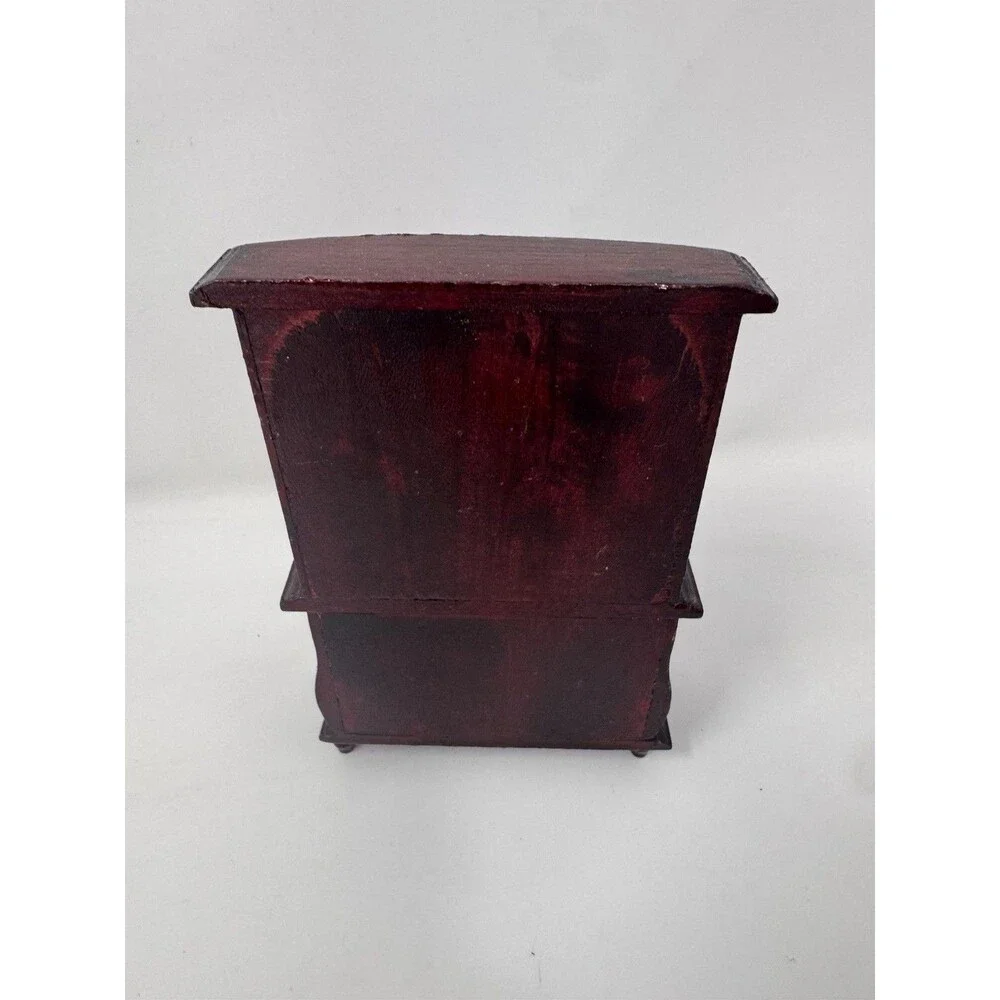 Vintage Dollhouse Wood Furniture Lot Tall Display Cabinet Chairs Hutch